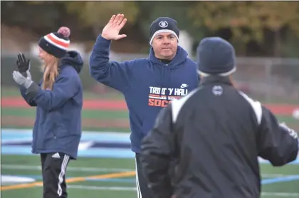  ?? KYLE FRANKO — TRENTONIAN FILE PHOTO ?? Pat Trombetta guided Princeton Day to prominence, but now he’ll try and beat his former team on Tuesday when Trinity Hall hosts the Panthers in the Non-Public A South final.