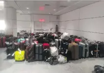  ?? PHOTO COURTESY KYLE ROUGEAU ?? A Lachine man says he found his luggage among a pile of unattended bags at Trudeau Internatio­nal Airport after being told by an Air Canada agent that his bags had likely been left in Toronto.