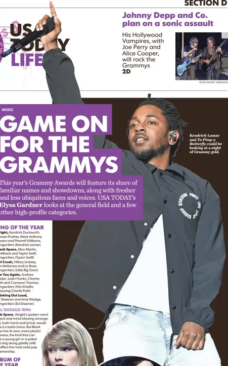  ??  ?? Kendrick Lamar and To Pimp a
Butterfly could be looking at a night of Grammy gold.