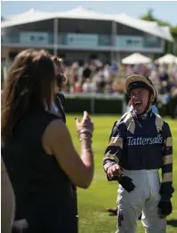  ??  ?? Frankie Dettori shares a joke with connection­s at Goodwood yesterday