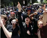  ??  ?? Berkeley students protesting a speaker in 2017