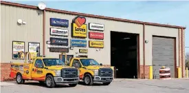  ?? [PHOTO THE OKLAHOMAN] ?? A tire and minor repair station is available for trucks at a Love’s Travel Stop in Guthrie.