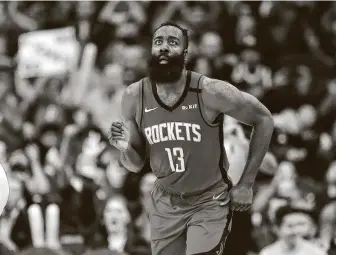  ?? Karen Warren / Staff photograph­er ?? After just eight more regular-season games, it will be time for the playoffs and we’ll know whether the legacy of James Harden is trending upward or not.