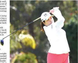  ??  ?? Park In-bee of Korea hits her tee shot on the fourth hole during the third round of the Kia Classic at the Aviara Golf Club in Carlsbad, California. — AFP photo