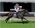  ?? TRISH DUNELL ?? La Crique and rider Craig Grylls take the Arrowfield Plate at Matamata yesterday.