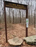  ?? PHOTO BY BETSY GRAHAM ?? The entrance to the Erisman Woodlands preserve is on Reutemann Road in North Stonington.