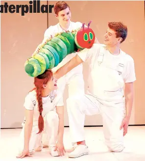  ??  ?? Left: Eric Carle’s “The Very Hungry Caterpilla­r” will emerge from the page in a joyous and masterful theatrical experience in Warragul on Thursday.