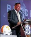  ?? BUTCH DILL — THE ASSOCIATED PRESS ?? Tennessee NCAA college football coach Butch Jones speaks during the Southeaste­rn Conference’s annual media gathering Monday in Hoover, Ala.
