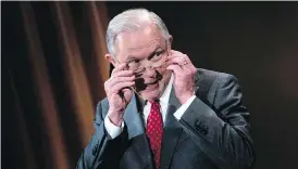  ?? BRENDAN SMIALOWSKI / AFP / GETTY IMAGES ?? U.S. Attorney General Jeff Sessions on Friday condemned the “staggering number” of leaks emanating from President Donald Trump’s administra­tion, and vowed to crackdown on those revealing classified or sensitive national security informatio­n.