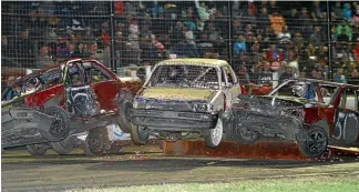  ?? PHOTO: SCOTTY LAMB ?? The demolition derby is always a highlight of the speedway season for some spectators.