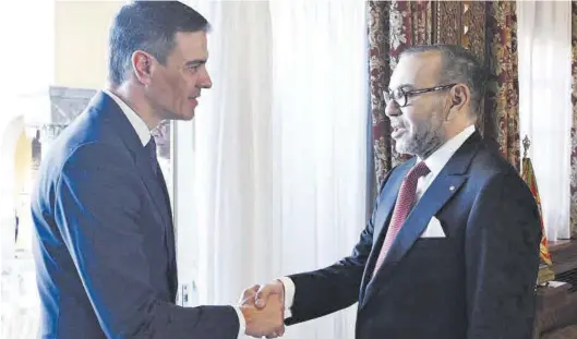  ?? MONCLOA ?? Pedro Sánchez y Mohamed VI, durante el encuentro celebrado ayer en Rabat.