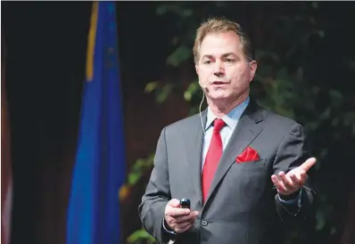  ?? STEVE MARCUS (2017) ?? UNLV President Len Jessup delivers the State of the University address in September 2017 at the Judy Bayley Theatre on campus. A faction within the Nevada Board of Regents is seeking Jessup’s ouster, much to the chagrin of many in the university,...