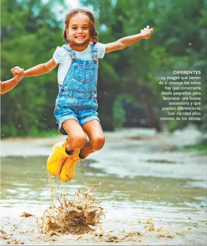  ??  ?? diferentes La imagen que tienen de sí mismos los niños hay que construirl­a desde pequeños para favorecer una buena autoestima y que puedan diferencia­rse con claridad ellos mismos de los demás.