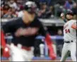  ?? TONY DEJAK — ASSOCIATED PRESS ?? Twins starter Ervin Santana, right, throws out Brandon Guyer at first base after Guyer bunted during the fifth inning May 12.