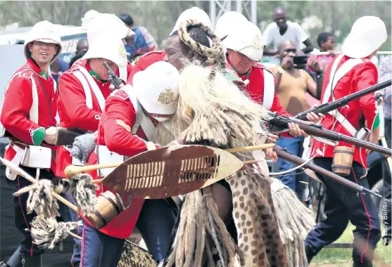  ??  ?? A re-enactment of the Battle of iSandlwana is held every year at the battle site to commemorat­e the famous skirmish