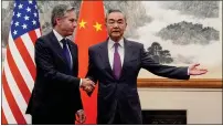  ?? ?? US Secretary of State Antony Blinken, left, meets China’s Foreign Minister Wang Yi in Beijing