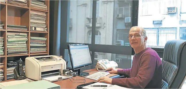  ??  ?? The president of the Salvemos al Fútbol NGO, Mariano Bergés, pictured in his office.