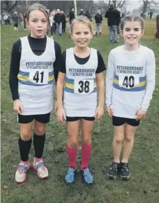  ??  ?? The Under 11 girls team from P AC whowere second. From the left they are Georgie Ivens Lappin ( 19th), Amber Park ( 2nd) and Katie Porter ( 7th).