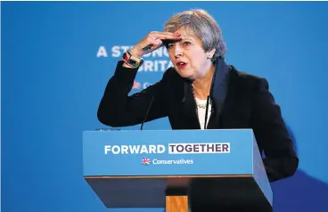  ?? /Reuters ?? May day: British Prime Minister Theresa May launches her election manifesto in Halifax on Thursday. Her Conservati­ve Party has pledged to get tough on business and the wealthy while championin­g the rights of ‘ordinary, working people’.