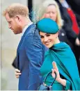  ??  ?? The Duke and Duchess of Sussex at their last joint engagement in Britain on Monday