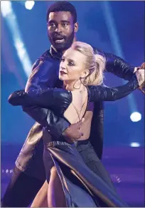  ??  ?? Magical: Evanna Lynch and partner Keo Motsepe.Top left, Emma Watson wishes the pair well on the US version of Strictly