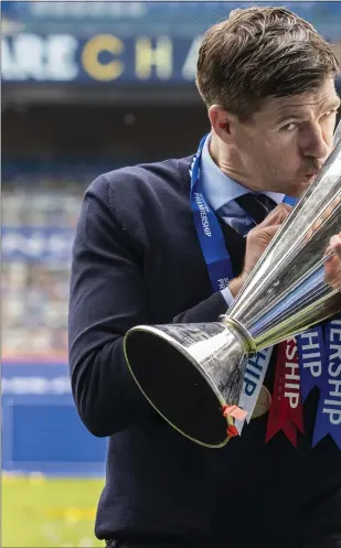  ?? ?? Securing the Premiershi­p title was Gerrard’s greatest achievemen­t as Rangers manager