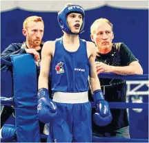  ?? CONTRIBUTE­D ?? Matt Fraser has competed on the national and internatio­nal stage, including in 2019 at the Canadian championsh­ips. In his corner at the event were head coach Walter Linthorne, left, and former provincial head coach Wayne Gordon.