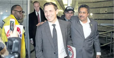  ?? CHRIS YOUNG/THE CANADIAN PRESS ?? Ontario PC leadership candidate Patrick Brown leaves the Ontario PC Party Head Offices in Toronto on Feb. 20.