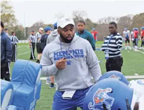  ?? UNIVERSITY OF MEMPHIS FOOTBALL VIDEO DEPARTMENT PHOTO COURTESY ?? Desmond Lindsey is entering his first season as wide receivers coach at Memphis. He spent the past two seasons at Southern Miss.