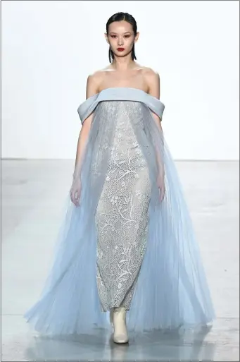  ?? NOAM GALAI — GETTY IMAGES ?? Bibhu Mohapatra’s vision in blue tulle.