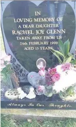  ??  ?? Rachel Glenn’s grave in Loughborou­gh cemetery.