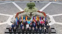  ?? (Mexican Presidency/Reuters) ?? LEADERS OF the Community of Latin American and Caribbean States pose for a photo at the National Palace in Mexico City.