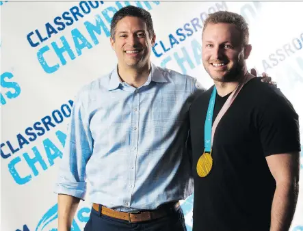  ?? GAVIN YOUNG ?? Steve Mesler, left, who co-founded Classroom Champions with his sister, will have gold medallist bobsledder Justin Kripps participat­ing this year. Mesler has called Calgary home since 2003 and is an American former bobsledder, a world champion and Olympic gold medallist.