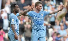  ?? Photograph: Peter Powell/EPA ?? The sorcery of Kevin De Bruyne (right) instantly seemed to awaken something deep and elemental within the stadium.