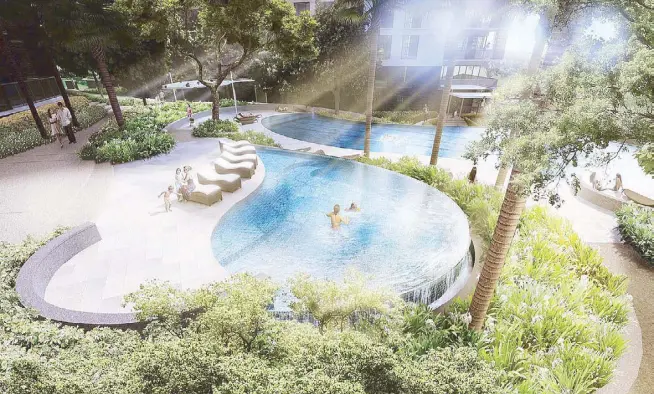  ??  ?? Botanika o ers a uniquely tiered infinity swimming pool that o ers a serene respite backdroppe­d by verdant spaces for a fresh, calming scenery.