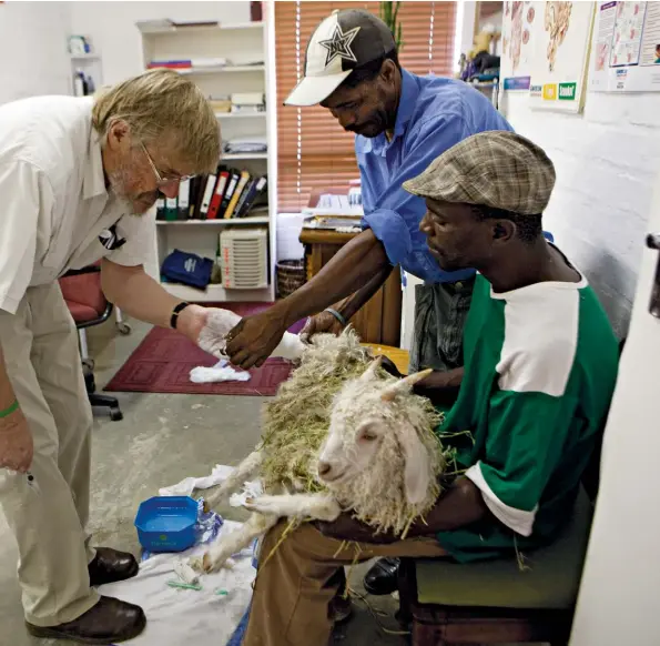  ??  ?? The life of a country doctor
Pete’s surgery has, and continues to see, a vast array of patients, not all of the human variety. He has patched up a black eagle, vaccinated a meerkat, and set the legs of goats, sheep and even a chicken in plaster of...