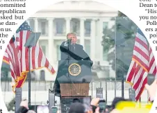  ??  ?? Donald Trump speaks to supporters before riot