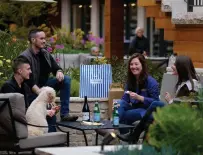  ??  ?? EASY ACCESS AND DOG-FRIENDLY Carmel Plaza, above; the Courtyard provides a good place to meet friends, below.