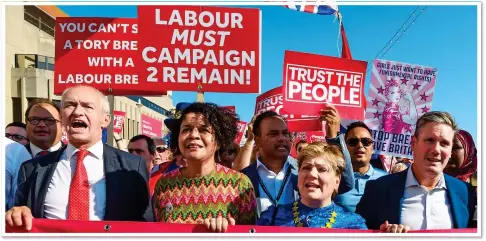  ??  ?? CAMPAIGNIN­G: Sir Keir Starmer, right, and Emily Thornberry, second right, lead the Trust The People march in 2019 in Brighton