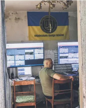  ?? PHOTOGRAPH: ALESSIO MAMO/ THE GUARDIAN ?? ▲ The 15th brigade’s control centre, into which surveillan­ce drones feed informatio­n about the Russian advance. Right, drone footage of the battlefiel­d