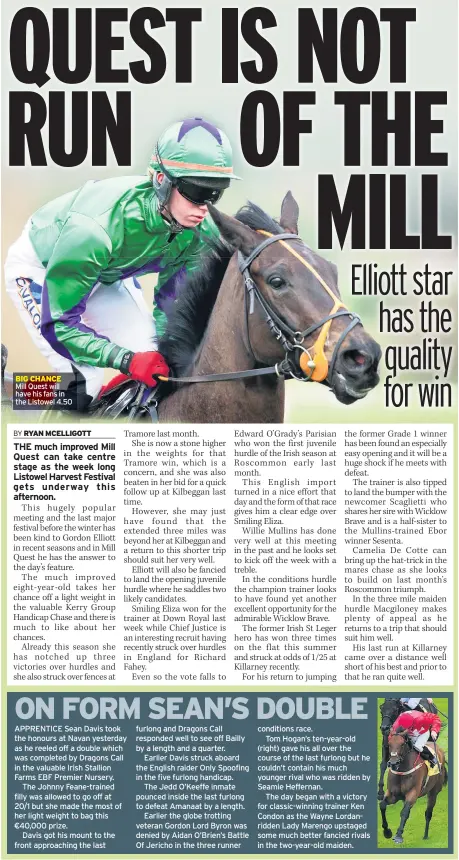 ??  ?? BIG CHANCE Mill Quest will have his fans in the Listowel 4.50