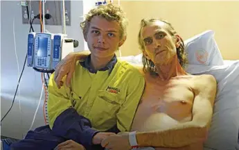  ?? Photo: Anton Rose ?? BIG EFFORT: Corrie Mischlewsk­i (right) raised more than $6000 to help his 19-year-old son Lachlan Barclay get medical treat for multiple sclerosis overseas.