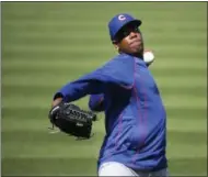  ?? CHARLES REX ARBOGAST - THE ASSOCIATED PRESS ?? Chicago Cubs reliever Aroldis Chapman works out before Tuesday’s game against the Chicago White Sox in Chicago.