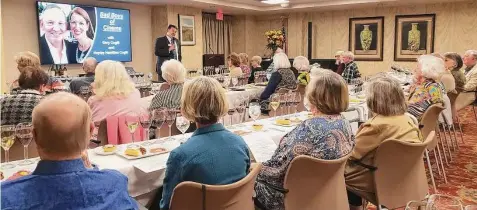  ?? Courtesy of The Buckingham ?? At the Bad Boys of Film event, residents had a front row seat to Gary Cogill’s stories about the industry while enjoying wines and hors d’oeuvres selected by Cogill’s wife, a certified sommelier and Spanish wine scholar.