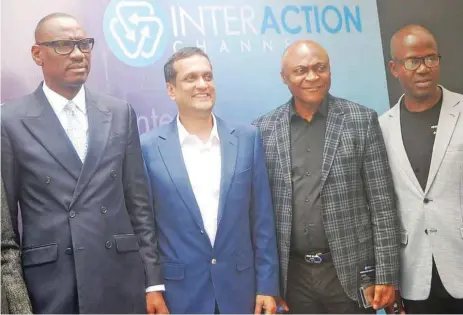  ?? ETOP UKUTT ?? L-R: Managing Director, Interactio­n Channel Limited, Tosan Omagbemi; Founder/CEO, Moving Walls, Srikanth Ramachandr­an; President, MIPAN, Dr Ken Onyeali Ikpe, and Group Marketing Director, JOTNA Limited, Emmanuel Agu, at the launch of “Moving Audience” by Interactio­n Channel in partnershi­p with Moving Walls, that took place in Lagos… recently