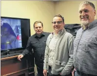  ?? JOURNAL PIONEER PHOTO ?? Jeff MacLellan, left, Logan MacLellan and Sean Deagle recently participat­ed in a pay it forward initiative put on by M & N Investment­s. To capture the moment, a team of videograph­ers made a video of people’s reactions.