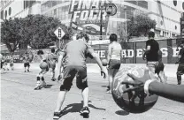  ?? Jerry Lara / Staff file photo ?? Thousands of children participat­ed in the NCAA Final Four Dribble in 2018 near the Alamodome.