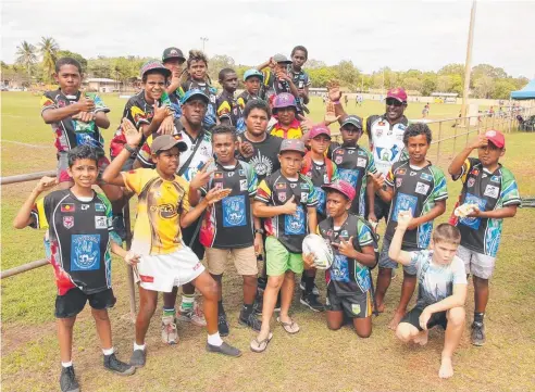  ?? Picture: JACOB GRAMS ?? STOKED: Thursday Island's under-13s had a ball in their Northern Pride v Wynnum Country Week curtain-raiser.