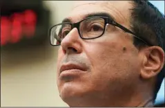  ?? The Associated Press ?? CAPITOL HILL: Treasury Secretary Steven Mnuchin answers questions Wednesday during a House Financial Services Committee hearing on Capitol Hill in Washington.