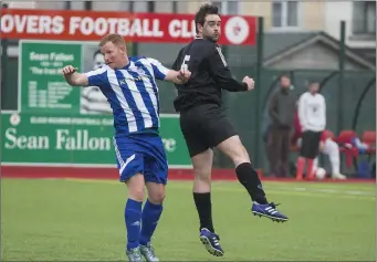  ??  ?? Mick Kelly and Graham Cawley in action during the Martin Mongam Memorial Shield.